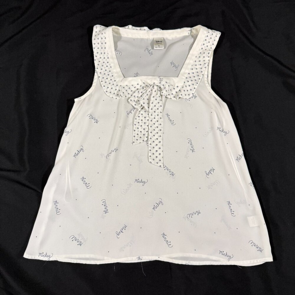 Disney LC Lauren Conrad Womens Top SMALL Minnie Mickey Mouse Sleeveless White